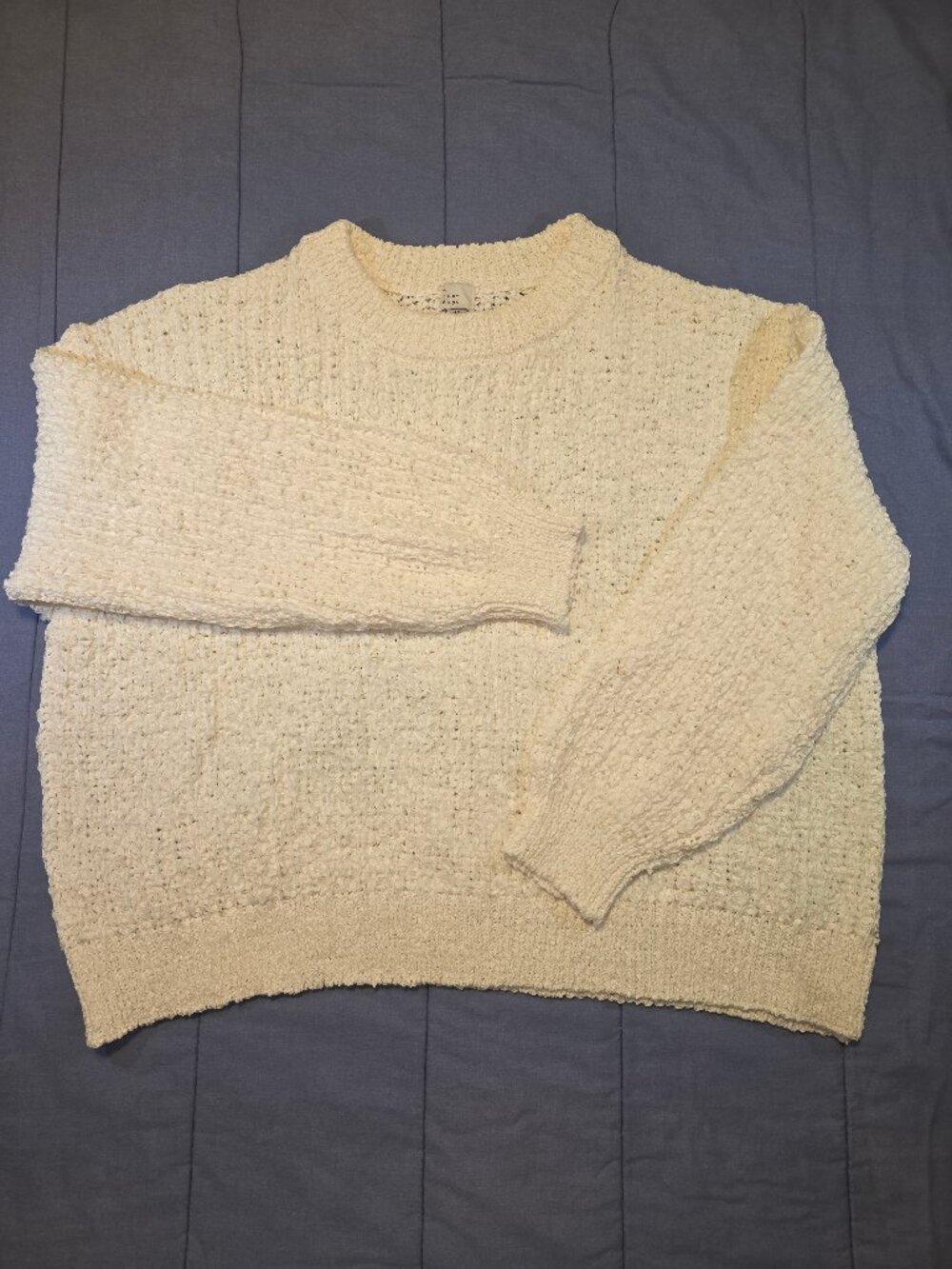 Women's Long Sleeve Round Neck Tape Yarn Pullover Sweater - A New Day™ Cream 3X